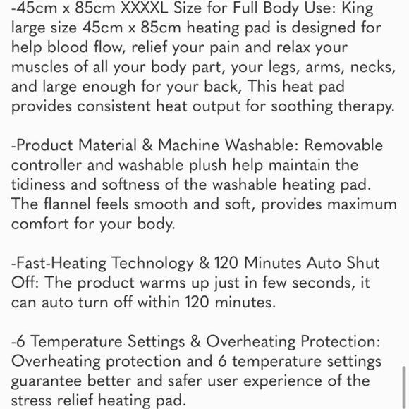 45cmx85cm XXXXL King Size Heating Pad for Back/Neck/Shoulders/Abdomen/Legs - Picture 7 of 8